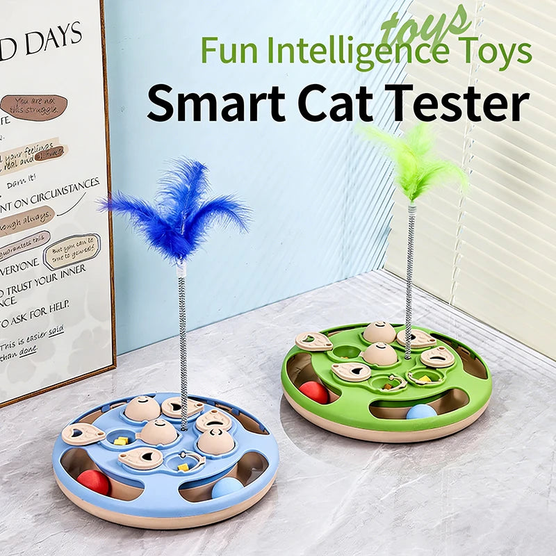 Smart Cat Puzzle Toy Slow Feeder Interactive Turntable Food Dispenser For Indoor Cats Anti-Boredom Pet Training Play Toy