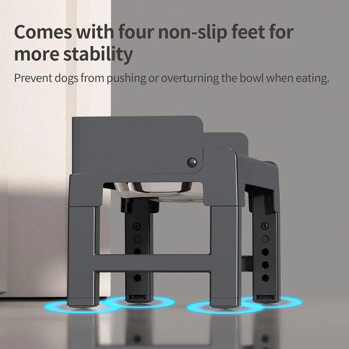 Adjustable Height Tiltable Dog Feeder with Spill-Proof Bowls for All Breeds