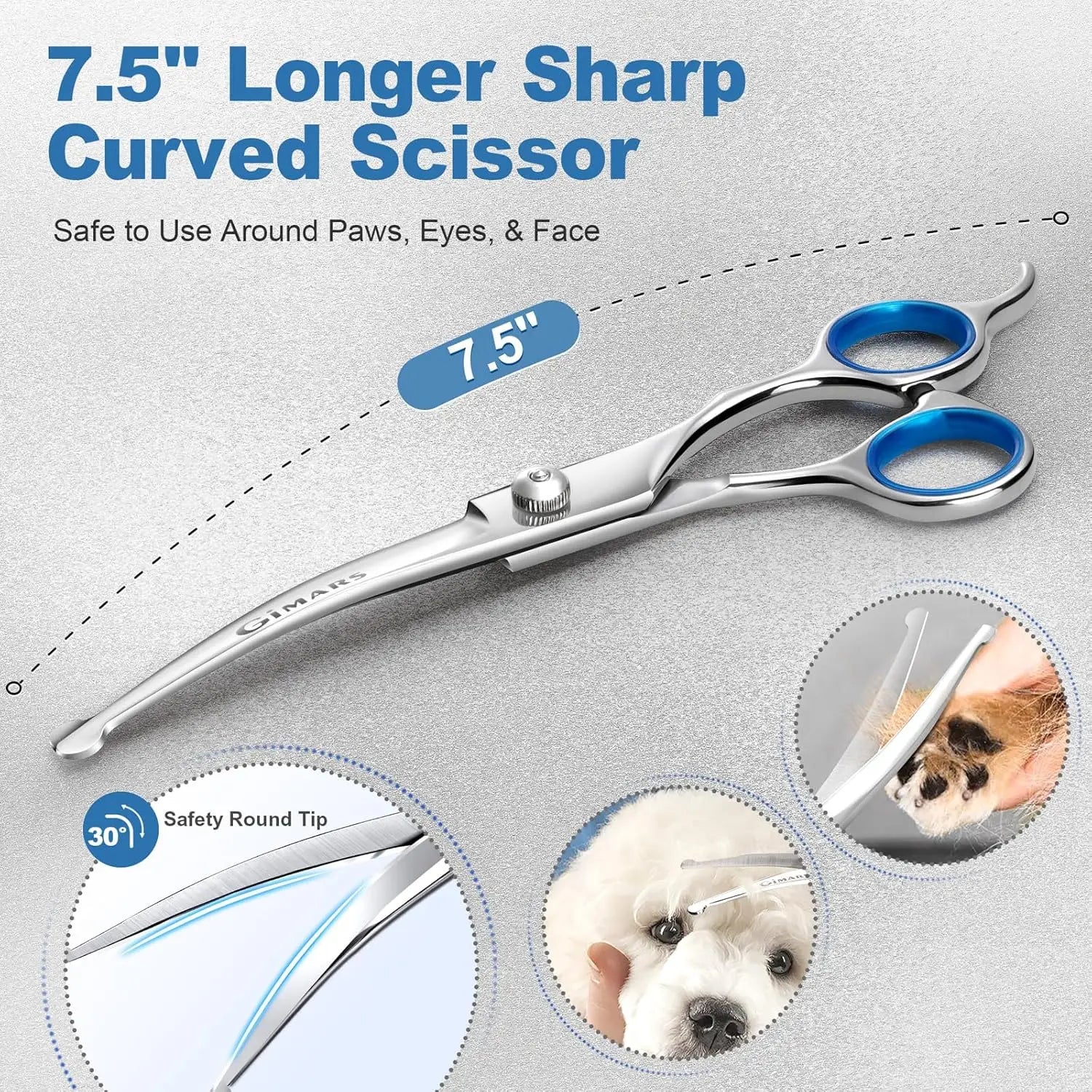 Professional 6-in-1 Titanium Coated Stainless Steel Pet Grooming Scissors with Safety Round Tip for Dogs and Cats